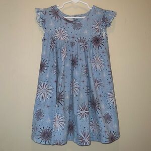Southern Style Light Blue Firework Print Patriotic Dress